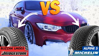 Michelin Alpin 5 VS Bridgestone Blizzak LM005  REAL SNOW TEST IN BMW M4 [upl. by Refotsirk]