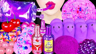 ASMR PURPLE PINK DESSERTS 보라 핑크 먹방 GALAXY UFO BLUE BLOOD EDIBLE BOTTLE TIKTOK JELLY EATING SOUND [upl. by Adamek]