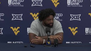 WATCH WVU C Brandon Yates talks about the offensive line moving on from the Backyard Brawl [upl. by Tager]