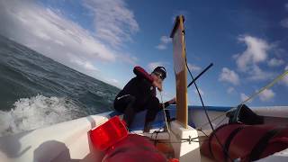 Sailing An Optimist Downwind  Kiting An Opti With Fletcher [upl. by Yelyk906]