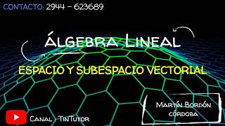 11 Espacios Vectoriales y Subespacios Vectoriales  Álgebra Lineal Ejercicios RESUELTOS  TinTutor [upl. by Nnoj86]