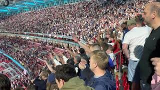 Sweet Caroline after beating Denmark UEFA2020 SemiFinal England team and supporters singing 8 Jul [upl. by Nahtaj]