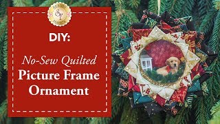 DIY NoSew Quilted Picture Frame Ornament  a Shabby Fabrics Christmas DIY Craft Tutorial [upl. by Fonseca165]