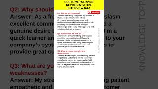 Customer Service Representative Interview Questions and Answers  Customer Service Job Interview [upl. by Meletius]