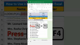 Use LOOKUP Formula Set Male and Female in Excel shortvideo excel exceltips [upl. by Imoyik]