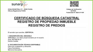 COMO SOLICITAR UN CERTIFICADO DE BUSQUEDA CATASTRAL EN LA SUNARP [upl. by Mitchell39]