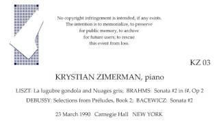 KRYSTIAN ZIMERMAN piano 23 March 1990 Carnegie Hall NEW YORK [upl. by Elatan46]