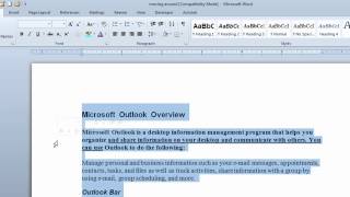 Word 2010 Formatting a document using quick format toolbar and ribbon [upl. by Meng]