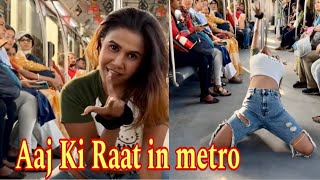 Woman dances to Aaj Ki Raat in metro gone viral amp some liking it and others finding it inappropriate [upl. by Surtimed]