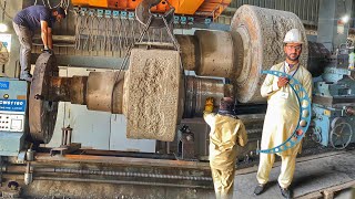 We repaired the bad bearing size of 10 ton roller which crushes the stone was a very dangerous job [upl. by Shantha]