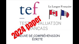 TEF Canada Reading Test 1  New Format 2024 [upl. by Anuahs]