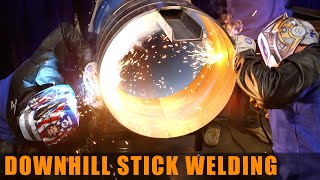 Downhill Stick Welding on a 24quot Pipe  Pipeline [upl. by Yramliw]