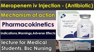 Meropenem iv injection Carbapenemspharmacokinetic  Meropenem 500 mg injection uses side effects [upl. by Eicnarf]