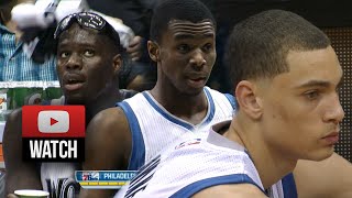 Andrew Wiggins Anthony Bennett amp Zach LaVine Triple Highlights vs 76ers 20141010  39 Pts Total [upl. by Ahsinad]