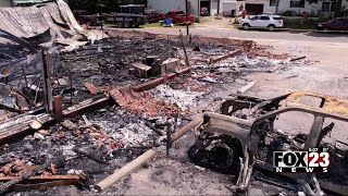 Video 3 businesses in Checotah destroyed by overnight fire [upl. by Adalheid]