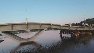 Flying drone over Puente de la Barra Punta del Este Maldonado [upl. by Mallen]