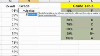 Excel Vlookup to calculate grades [upl. by Doownyl]