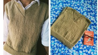 How to knit a V neck vest bottom up half sweater PART1 [upl. by Terri]