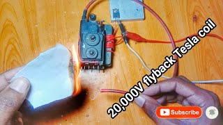 How to make a high voltage Tesla coil  Flyback Transformers making fire [upl. by Ahsi268]