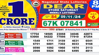 NAGALAND DEAR LOTTERY SAMBAD Night 8 PM RESULT TODAY 09112024 [upl. by Ijar]