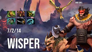 Dota 2 Pro Gameplay Wisper Beastmaster 7 2 14 High Skill Dota 2  Offlane OG [upl. by Ocirderf]