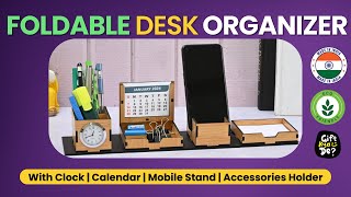 Foldable Office Desk Organizer With Clock Calendar and Mobile Stand  Eco Friendly  Made in India [upl. by Jerrold]