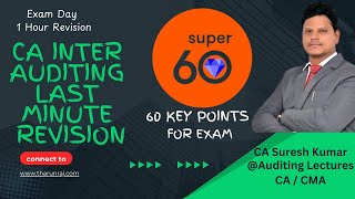 Exam Day  Super 60 Points for CA Inter Auditing  LastMinute Revision  Booster for Auditing Exam [upl. by Eiggem]