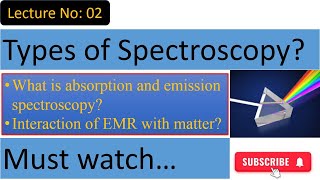 Types of spectroscopy and EMR interaction with matterElectromagnetic radiation interaction w matter [upl. by Aimerej]