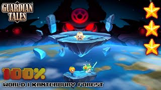 WORLD 1  KANTERBURY FOREST 100 COMPLETE  ALL SUB STAGES AND QUESTS  GUARDIAN TALES [upl. by Llehsem303]