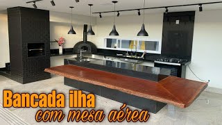 REVESTIMENTO BANCADA ILHA COM MESA AÉREACONSTRUINDO SONHOS com LEONARDO MOTA [upl. by Drugi]