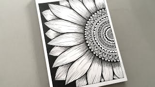 Beautiful Sunflower Mandala Drawing  Mandala Drawing Easy Step by Step [upl. by Combs964]