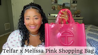 Unboxing Telfar x Melissa Clear Pink Shopping Bag  First Impression and Insert [upl. by Zamora337]