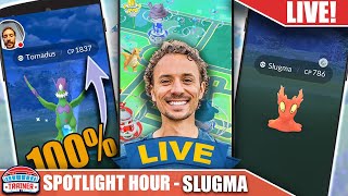 LIVE 100 IV TORNADUS ENCOUNTER Slugma Spotlight Hour  Pokémon GO [upl. by Arod995]