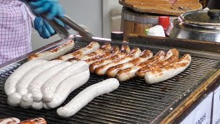 German Bratwurst Sausage Tasted in London Street Borough Market [upl. by Berhley]