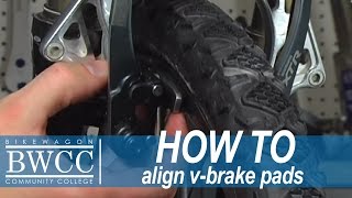 Aligning the Vbrake pads on your bike  Bikewagon Community College [upl. by Manly645]