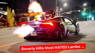 BEVERLY HILLS POLICE MOST HATED LAMBORGHINI TURNS FLAMETHROWER… ALEX CHOI [upl. by Iam]