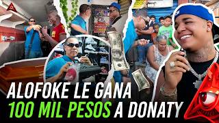 ALOFOKE LE GANA 100 MIL PESOS A DONATY EN IRL EN CRISTO REY CON TIVI GUNZ [upl. by Llenwad]