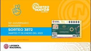 Sorteo Mayor No 3872 quot50° Aniversario de FOVISSSTEquot [upl. by Junna]