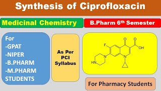 SYNTHESIS OF CIPROFLOXACIN  MEDICINAL CHEMISTRY  GPAT  BPharm 6th SEMESTER [upl. by Ardnuas]