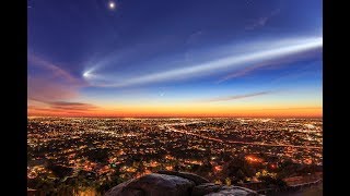 Sunset and Vandenberg AFB SpaceX Falcon 9 Rocket Launch Over San Diego Timelapse [upl. by Yong597]