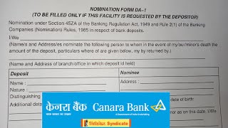 How to Fill Canara Bank Nomination Form in 2024 [upl. by Sirtaeb799]