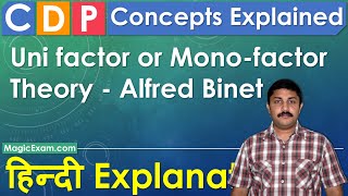 Uni factor or Monofactor Theory  Alfred Binet CDP Concepts हिन्दी Explanation [upl. by Aik160]