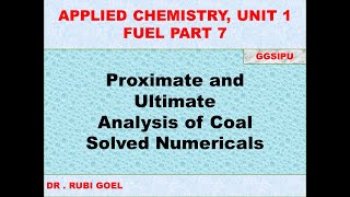 Proximate and ultimate analysis of coal ranking of coal applied chemistry Unit 1IP UNIVERSITY [upl. by Kerman243]