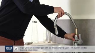 GROHE Keukenkraan met uittrekbare handdouche installeren [upl. by Eedyah]