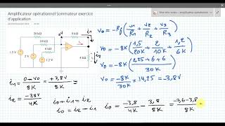 05 amplificateur opérationnel montage sommateur exercice corrigé [upl. by Ahsiam]