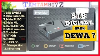 KOMPLIT Bisa TV Digital DVBT2 DVBS2 Parabola Internet Streaming  Set Top Box Android Hybridtv K5 [upl. by Nosnej]