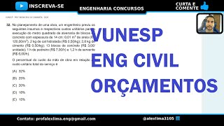 Eng Civil  Vunesp  Pref Mun de Cananéia 2020  Orçamentos [upl. by Lanette307]