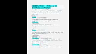 Cna Practice Written Exam Questions And Answers 2023 2024 [upl. by Sheng]