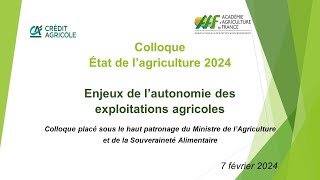 7 février 2024  Présentation du Colloque État de lagriculture 2024 par Philippe de Guénin [upl. by Yanehc]