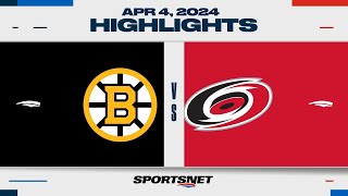 NHL Highlights  Bruins vs Hurricanes  April 4 2024 [upl. by Hoban349]